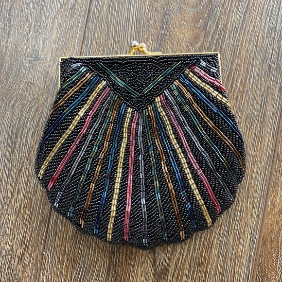 Vintage Handbags - Vintage hand beaded evening bag clutch